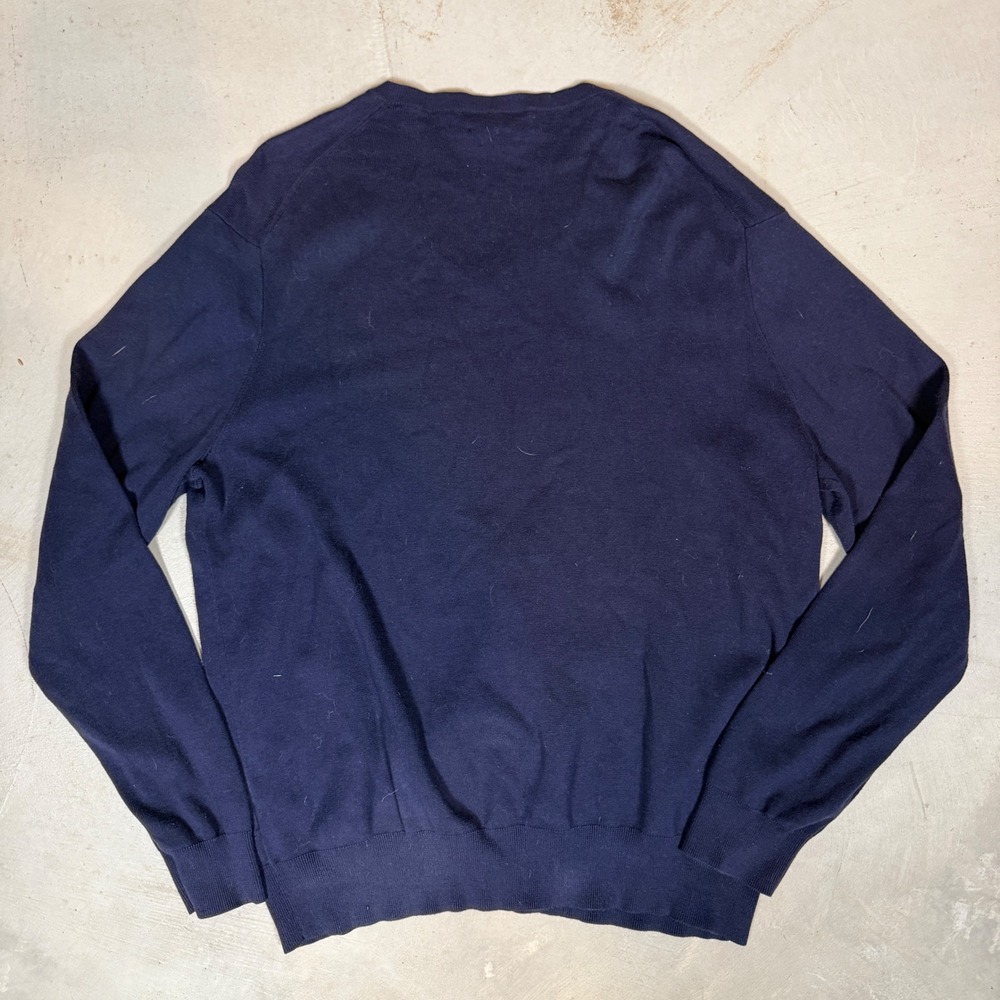 Polo Ralph Lauren Mens XL Navy Blue Pima Cotton V-Neck Sweater‎ Red Pony Logo - Picture 4 of 5